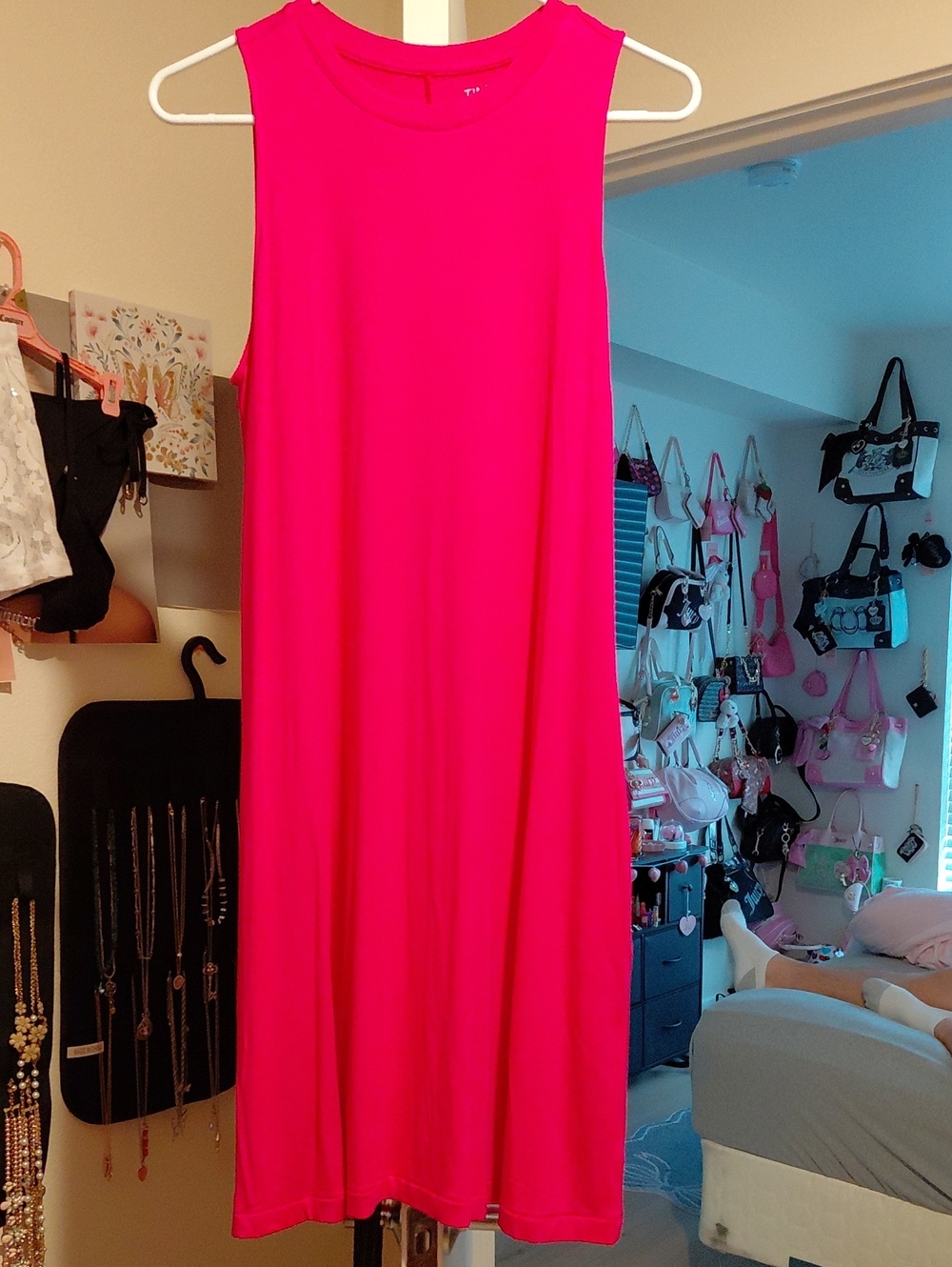 Time and Tru Hot Pink Tank Dress With Pockets